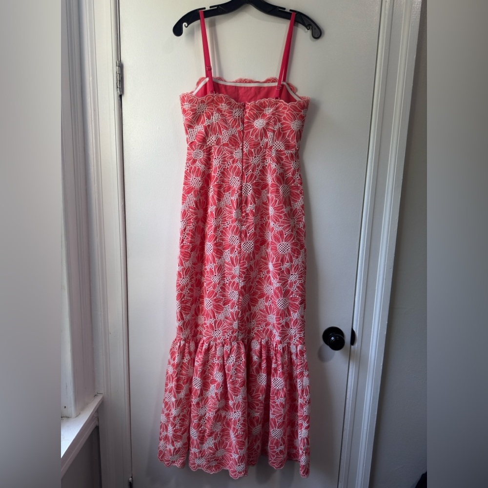 Milly Breanna Tournesol Eyelet Pink Ruffled Tiered Maxi Dress - Picture 5 of 11